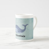 Tasse En Porcelaine J'aime Narwhals (Devant droit)