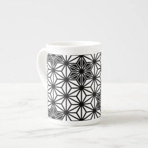 Tasse En Porcelaine Japonais Asanoha motif - blanc et noir