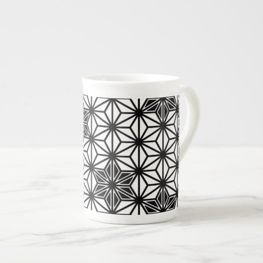 Tasse En Porcelaine Japonais Asanoha motif - blanc et noir (Devant droit)