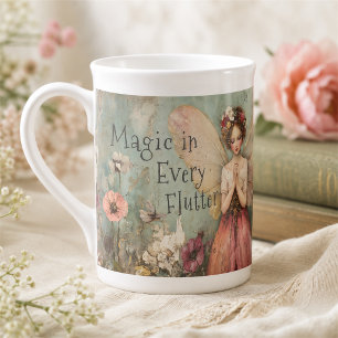 Tasse En Porcelaine Jardin de fées et de fleurs magique et fantaisiste