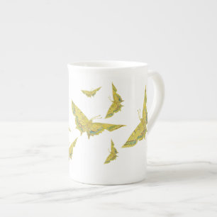 Tasse En Porcelaine Jaune Vieux Monde Swallowtail motif papillon