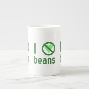 Tasse En Porcelaine Je déteste les haricots Texte vert