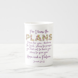Tasse En Porcelaine Jérémie 29:11 Violet, Lettres Florales Chrétienne