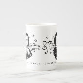 Tasse En Porcelaine Johann Sebastian Bach Portrait et buste avec notes (Devant)