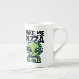 Tasse En Porcelaine Joli Alien Emmène-Moi à Ta Pizza Astronaute