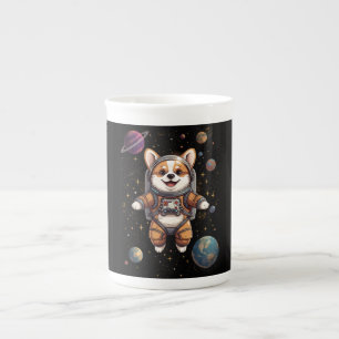 Tasse En Porcelaine Joli Astronaute Corgi Flottant dans l'Espace