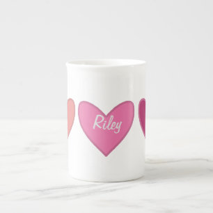 Tasse En Porcelaine Joli Coeur rose et rose