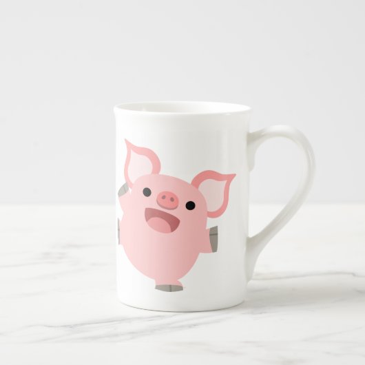 Tasse En Porcelaine Jolie caricature Cochon (Droite)