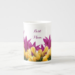 Tasse En Porcelaine Jolie tulipes rose floral élégant élégant meilleur