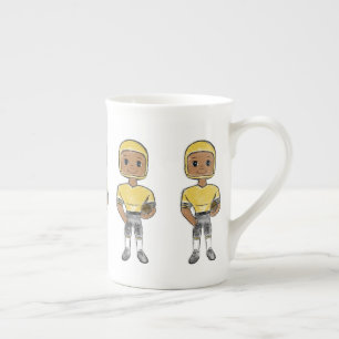 Tasse En Porcelaine joueur de football vintage rétro noir jaune simple