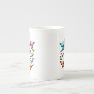 Tasse En Porcelaine Joyeuse fête des Mères avec papillons Clipart