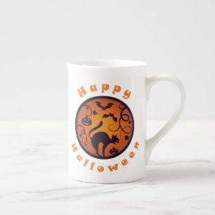 Tasse En Porcelaine Joyeuse lanterne d'Halloween araignées et chauves-
