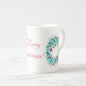 Tasse En Porcelaine Joyeuses couronnes de Noël (Devant droit)