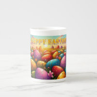 Joyeuses Pâques Œufs Colorés dans une Prairie Prin