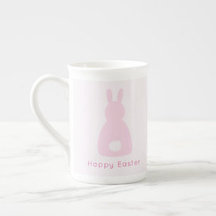 Tasse En Porcelaine Joyeuses Pâques Queue de Lapin Rose Bébé
