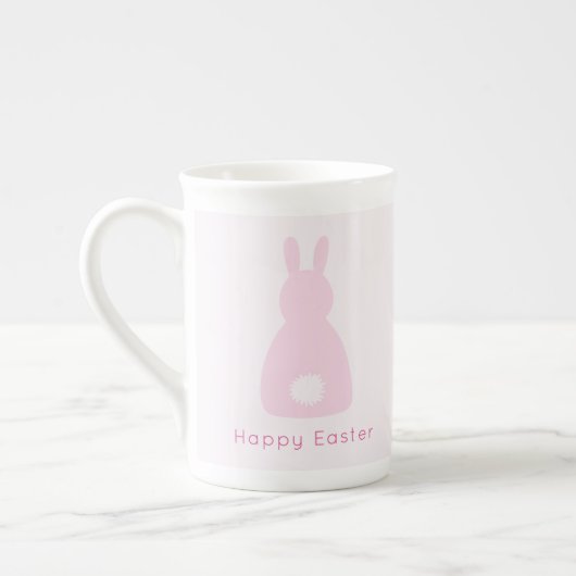 Tasse En Porcelaine Joyeuses Pâques Queue de Lapin Rose Bébé (Gauche)
