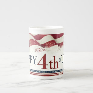 Tasse En Porcelaine Joyeux 4 juillet - Drapeau américain Design Vintag