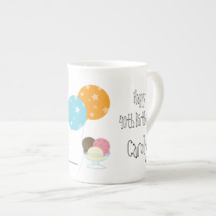 Tasse En Porcelaine Joyeux anniversaire/ballons+Nom de