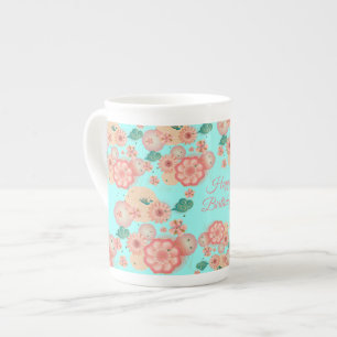 Tasse En Porcelaine Joyeux Anniversaire - Jardin des fleurs de pêche p