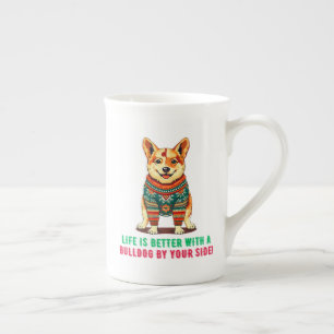 Tasse En Porcelaine Joyeux chien de taureau de Noël