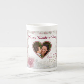 Tasse En Porcelaine Joyeux coeur de la fête des mères personnalisé