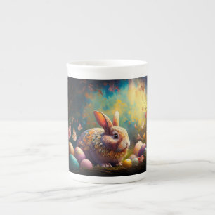 Tasse En Porcelaine Joyeux lapin de Pâques avec oeufs de Pâques