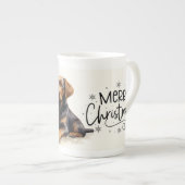 Tasse En Porcelaine Joyeux Noël à chiot Brown (Devant droit)