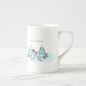 Tasse En Porcelaine Joyeux Noël ! Snowman avec chat et chiot (Droite)