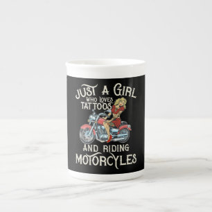 Tasse En Porcelaine Juste Une Fille Qui Aime Les Motos Drôle Art Gift.
