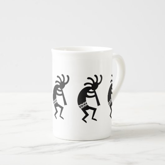 Tasse En Porcelaine Kokopelli Noir Et Blanc Sud-Ouest (Devant droit)