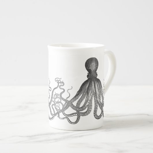 Tasse En Porcelaine Kraken - poulpe géant noir/Cthulu (Devant droit)