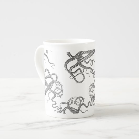 Tasse En Porcelaine Kraken - poulpe géant noir/Cthulu (Devant gauche)