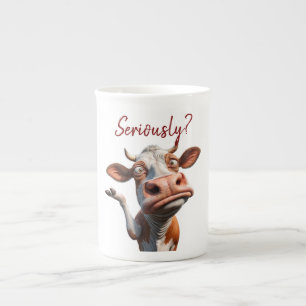 Tasse En Porcelaine La vache sotte - "Sérieusement ?" Conception amusa