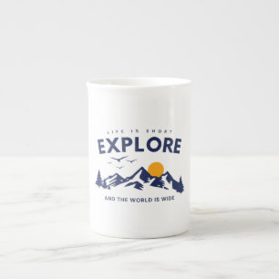 Tasse En Porcelaine La vie est courte et le monde est vaste Citation E