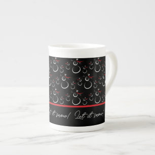 Tasse En Porcelaine Laisser neiger hiver Snowman Famille Motif Noir