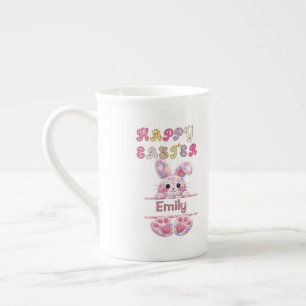 Tasse En Porcelaine Lapin de Pâques couleur pastel amusant Personnalis