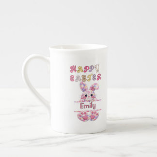 Tasse En Porcelaine Lapin de Pâques couleur pastel amusant Personnalis