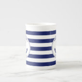 Tasse En Porcelaine Le bleu marine nautique d'Ancre barre le nom de (Devant)