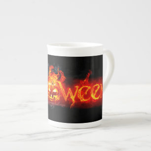 Tasse En Porcelaine Le lettrage massif enflammé d'Halloween de Slipper