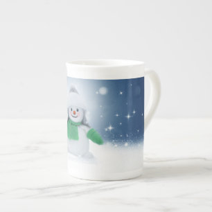 Tasse En Porcelaine Le personnage de bonhomme de neige de Noël adorabl