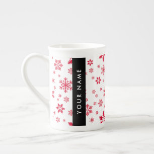Tasse En Porcelaine Les flocons rouges, Votre nom, Personnalisez