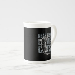 Tasse En Porcelaine Les vrais hommes aiment les chats en Grunge Style 