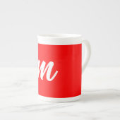 Tasse En Porcelaine LETTRE INITIALE CalliGRAPHIQUE BLANCHE ROUGE (Devant droit)
