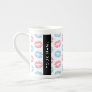 Tasse En Porcelaine Lèvres Roses, Lèvres Bleues, Baiser, Votre Nom, Pe