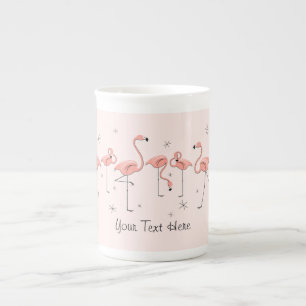 Tasse En Porcelaine Ligne rose tasse de Flamants roses de porcelaine
