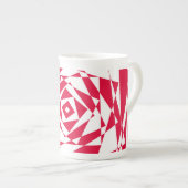 Tasse En Porcelaine L'illusion Abstraite blanche et rouge, l'os de la  (Devant droit)