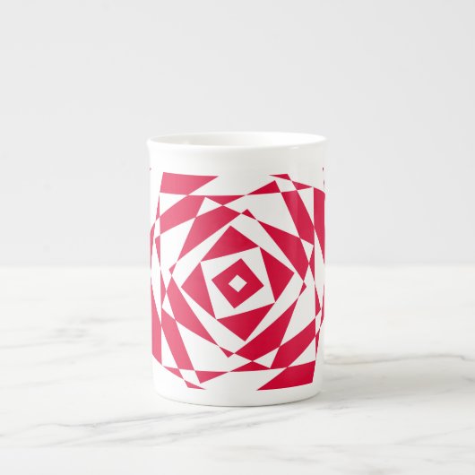 Tasse En Porcelaine L'illusion Abstraite blanche et rouge, l'os de la  (Devant)