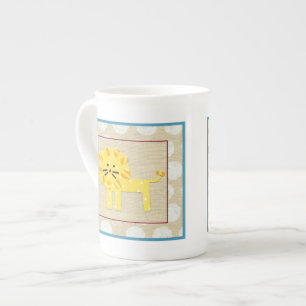 Tasse En Porcelaine Lion jaune avec le pois blanc