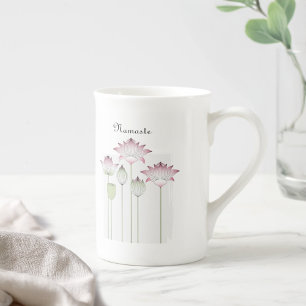 Tasse En Porcelaine Lotus rose Flower Namaste Élégant Chic Personnalis