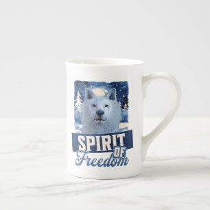 Tasse En Porcelaine Loup Arctique Esprit de Liberté Création Faunique